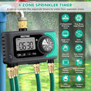 RESTMO 4-Outlet Sprinkler Timer with Brass Inlet, 4 Zone Programmable Water Timer for Garden Hose, Automatic Digital Control | Manual ON/Off | Rain Delay, for Outdoor Faucet, Drip Irrigation and Lawn by GreenHaven Gardens