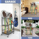 WALMANN Garden Tool Organizer with Wheels for Garage, Rakes/Shovels/Yard Tools Storage Stand for Garden, Shed, Indoor/Outdoor Long-Handled Tools Rolling Cart by GreenHaven Gardens