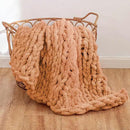 WESHIONGOO Chunky Knit Blanket Throw Knitted Throw Blankets for Couch Bed Fluffy Soft Blanket with Jumbo Chenille Yarn Thick 100% Handmade(40"*40") by CozyNest Decor