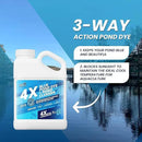 1 Gallon 4X Blue Pond Dye + Pond Cleaner, Blue Dye for Ponds and Lakes, 2-in-1 Lake Colorant + Enzymes, Makes Murky Water Clean & Beautiful, Keeps The Water Cool, Clear, and Ideal for Fish & Wildlife by GreenHaven Gardens