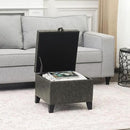 Adeco Faux Leather Storage Ottoman Bench with Wood Legs, 17.7" Square Mixed Grey PU Cube Foot Stool, Upholstered Button Tufted Vanity Chair with Hinged Lid for Living Room, Bedroom, Dorm by CozyNest Decor
