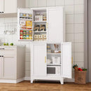 74.8" Tall Metal Food Cabinet, White Kitchen Pantry Cabinet, Storage Cabinets with 4 Door and 4 Adjustable Shelves, Steel Freestanding Cupboard for Kitchen Dining Room Living Room Bathroom by CozyNest Decor