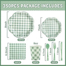350 Pcs Sage Green Gingham Paper Plates and Napkins Party Supplies - Sage Green and White Checkered Plates Scalloped Plaid Plate for Birthday Dinner Picnic BBQ Party Decorations, Serve 50 Guests by CozyNest Decor