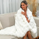 RYNGHIPY Faux Fur Throw Blanket Double Sided Thick and Warm Plush Fluffy Faux Rabbit Fur Decoration for Couch Sofa Chair and Bed Cream Winter Blanket (Ivory, 51''x63'') by CozyNest Decor