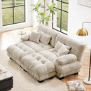 Loveseat Modular Sectional Sofa, U Shaped Couch with Ottoman, Cloud Couch Sectional Couch Home Sofa Living Room Oversized Couch Deep Seat Couch with Round Bolster Armrests 4 Pillows by CozyNest Decor