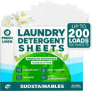 Sudstainables Laundry Detergent Sheets (200 Loads) – Eco-Friendly, Zero Waste, Plastic-Free Laundry Washing Machines Soap Sheets; Dissolvable, Space-Saving Strips for Travel (Fresh Linen) by CozyNest Decor