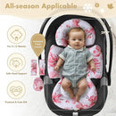 Infant Car Seat Insert, 2-in-1 Head & Body Carseat Support for Baby Newborn Toddler with Strap Covers, Reversible Ultra-Soft Cushion for Baby Carseat, Stroller, Swing & Bouncer by TinyTreasures Baby Boutique
