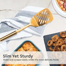 Gold Cooking Utensils Set – 5-Piece Stainless Steel Kitchen Tools for Modern Cooking and Serving – Dishwasher Safe Ladle, Spoon, Spatula, Pasta Fork, Luxury Brass Kitchen Accessories for Home Chefs by CozyNest Decor