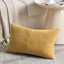 Fancy Homi 2 Packs Mustard Yellow Long Lumbar Decorative Throw Pillow Covers 12x24 Inch for Couch Bed, Rustic Farmhouse Boho Home Decor, Soft Striped Corduroy Rectangle Accent Cushion Case 30x60 cm by CozyNest Decor