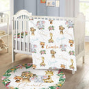 Personalized Baby Crib Bedding Set - Custom Name Lions Design 3 Pcs Set - Soft Blanket with Double Layer Dotted Backing, Fitted Sheet, Room Rug for Newborns Boys Girls Shower Gift by TinyTreasures Baby Boutique