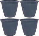 Sunnydaze 24-Inch Anjelica Large Plastic Pot for Plants - Outdoor Polyresin Round Planter with Drillable Drainage Holes - Slate - 4pk by CozyNest Decor