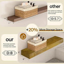 Floating Shelves 3 inch Thick for Wall Set of 2,Solid Pine Wood Wall Mount Shelf for Kitchen Living Room Bedroom Bathroom,8" D x 24" L x 3" H-Gold Oak by CozyNest Decor