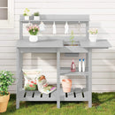 SERWALL Potting Bench Set of 2 Outdoor Potting Table with Sink, HDPE Potting Benches for Outside Gardening Table All Weather Use- Spanish Gray by GreenHaven Gardens