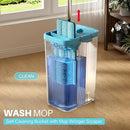 JOYMOOP Mop and Bucket Set with Wringer, Mops for Floor Cleaning, Wall Mop Cleaner with Long Handle, with 4 Reusable Microfiber Mop Pads - Grey+Cyan Blue by CozyNest Decor