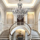 Large Black Crystal Chandelier Light Fixtures, 24 Lights Modern Crystal Chandeliers for Hotel, Lobby, Foyer, Entryway Hall, Staircase High Ceiling 50'' Chandelier 2 Layers by CozyNest Decor