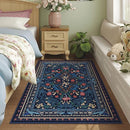 Area Rug 4x6 Rug Washable Vintage Floral Botanical Rugs Non Slip Low Pile Small Carpet for Bedroom, Bedside, Kids Room, Office, Dining Room, Blue by TinyTreasures Baby Boutique