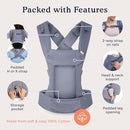 Beco Gemini Baby Carrier Newborn to Toddler - Front, Back and Hip Seat Carrier, Baby Carrier Backpack & Baby Front Carrier with Adjustable Seat, Ergonomic Baby Holder Carrier 7-35lbs (Jade Leopard) by TinyTreasures Baby Boutique