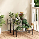 New England Stories Outdoor Plant Stand, 3-Tier Metal Plant Rack, Heavy Duty and Waterproof Plant Shelf, Stackable Tall Flower Pot Holder for Garden Display Rack, Black by GreenHaven Gardens