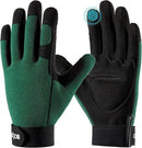 COOLJOB Thorn Proof Garden Gloves with Touchscreen Fingers for Men, Rose Pruning Work Gloves with Palm Cushion for Gardener, Farmer and Landscaper (Green 1 Pair Large) by GreenHaven Gardens