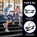 Aero Big Wheels Kick Scooter for Kids 6+, Teens & Adults | Light Up Wheels, Hand Brake, Rubber Deck Mat & Shock Absorption | Foldable & Height Adjustable by TinyTreasures Baby Boutique
