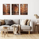 HLNIUC Autumn Forest Framed Canvas Wall Art,Fall Nature Pictures Wall Decor Set of 3(16”x24”) Large Maple Trees Trail Scenery Wall Painting,Modern Fall Landscape Art Print for Living Room,Bedroom by CozyNest Decor