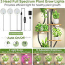 Plant Stand Indoor with Grow Lights, 7 Tier Tall Metal Plant Shelf for Multiple Plants, 55″ Lighted Plants Shelves Corner Flower Holder, Vase Shape Plant Display Rack for Home Living Room Patio by GreenHaven Gardens
