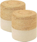 REDEARTH · Cylindrical Pouf Foot Stool Ottoman - Jute Braided Accent Sitting Footrest for The Living Room, Bedroom, Nursery, Patio, Lounge Set of 2 (14.5”x14.5”x16”; Natural Ivory) by CozyNest Decor