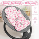 Infant Car Seat Insert, Soft Baby Car Seat Head & Body Support for Girl Boy, Reversible Newborn Preemie Carseat Insert Cushion with 3 Straps Pads, Fits Car Seat, Stroller, Swing, Bouncer, Pink Bow by TinyTreasures Baby Boutique
