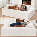 Folding Bean Bag Chair for Adults,3-in-1 Bean Bag Couch Faux Fur Floor Sofa Large Beanbag Convertible Bean Bag Sofa Bed with Pillow in Bedroom,Living Room,Apartment(Twin,Milky White) by CozyNest Decor