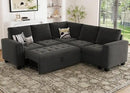 Belffin Modular Sectional Sleeper Sofa with Pull Out Couch Bed Velvet Convertible L Shaped Sectional Couch for Living Room Apartment Grey by CozyNest Decor