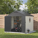 Patiowell 8 x 8 FT Plastic Outdoor Storage Shed with Floor, Resin Shed with Window and Lockable Door for Garden, Backyard, Tool Storage Use, Easy to Install in Beige (Kick-it Shed) by GreenHaven Gardens