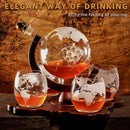 Gifts for Men Dad Husband Christmas, Whiskey Globr Decanter Set with 4 Etched Globe Glasses, Unique Anniversary Birthday Gifts for Brother Boyfriend, Cool Stocking Stuffers Bourbon Whikey Gifts by CozyNest Decor