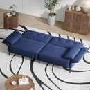 89” Futon Sofa Bed, Linen Comfy Futon Couch Bed with 2 Square Pillows, Convertible Sleeper Sofa with Adjustable Backrest& Armrests, Modern Loveseat Sleeper for Living Room, Bedroom, Blue by CozyNest Decor