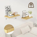 24" Floating Shelves for Wall, 12" Deep Slim Oak Floating Shelves, Wall-Mounted Shelves for Bedroom, Living Room, Kitchen, Bathroom - Set of 2 by CozyNest Decor