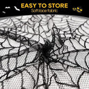eZAKKA Round Halloween Tablecloth, 70 Inch Spider Webs Tablecloths Black Tablecloth Lace Fabric Table Cloths Spooky Table Cover for Parties Gothic Halloween Home Decorations by CozyNest Decor
