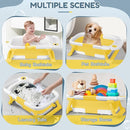 Collapsible Baby Bathtub,Baby Bath Tub with Thermometer & Soft Cushion,Baby Bathtub for Newborn to Toddler 0-36 Months,Portable Travel Baby Tub with No-Slip Feet,Baby Shower Gifts,Yellow by TinyTreasures Baby Boutique
