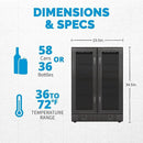 NewAir 24" Dual Zone Wine and Beverage Refrigerator, 18 Bottle & 58 Can, French Door Built-In Fridge with Lock, Black Stainless Steel Cooler, Digital Thermostat, Adjustable Shelves by CozyNest Decor