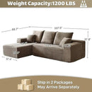 HYJT-H&K Modular Sectional Sofa Cloud Couch, 107" Comfy L Shaped Sectional Couches for Living Room, Deep Seat Memory Foam Plush Fluffy Corduroy Boneless Couch Sectionals Left Facing Sofa Chaise Brown by CozyNest Decor