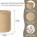 Woven Jute Plant Basket, Wicker Basket Planter for 11 inch Pot, Round Indoor Tree Pot Cover, Small Boho Storage Bin Organizer, Rustic Basket for Plants and Home Decor, 12.5” x 12.5” by GreenHaven Gardens