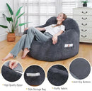 Giant Bean Bag Chair, Oversized Bean Bag Chairs for Adults and Kids, Gaming Chair Stuffed Memory Foam | Storage | Non-Slip, Removable Bean Bag Sofa Comfy Chair for Bedroom, Livingroom (Grey) by CozyNest Decor