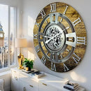 The Gears Clock Real Moving Gear Wall Clock England Line (Gold Antique, 36 inches (90 cm))