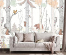 Watercolor Birch Tree Forest Wallpaper Woodland Animal Wall Mural for Kids Bedroom Nursery Room Living Room(Not Self-Adhesive) by TinyTreasures Baby Boutique