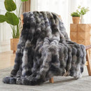 NEWCOSPLAY Faux Fur Throw Blanket Tie-dye Grey Luxury Fluffy Thick Warm Bubble Blanket for Couch Sofa Bed 700GSM (Tie-dye Grey, Throw(50"x60")) by CozyNest Decor