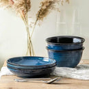 Pasta Bowls 32 OZ,Ceramic Salad Serving Bowls Set of 4,Large 8.7 inch Shallow Bowls Plates for Soup,Fruit,Noodle,Dinner,Dishwasher & Microwave Safe,Navy Blue by CozyNest Decor