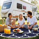 GENIMO 10 ' Round Outdoor Rug for Patio, Waterproof Indoor Outdoor Plastic Straw Rugs Carpet, Reversible Outside Area Mat for Camping, Balcony Porch, Deck, Picnic, Blue White by GreenHaven Gardens