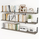 Heimlove 48 Inch Large Floating Bookshelves Set of 3,Wall Mounted Bookshelves,Heavy Duty Bracket Shelves for Living Room,Bedroom,Kitchen,Laundry Room Storage & Decor,Rustic Silver Grey by CozyNest Decor
