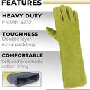 HANDLANDY Animal Handling Gloves, Bite Proof Cat Gloves, Ideal for Rose Pruning, Gardening, Falconry, Pet Grooming (Ginger yellow, 16 Inches) by GreenHaven Gardens