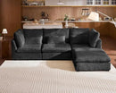 Oversized Modular Sofa, Extra Deep Cloud Corduroy Sectional Couch with Ottoman Chaise, Fluffy Chenille L-Shaped Sofas for Living Room, Villa (L Shape 4 Seater, Corduroy Black) by CozyNest Decor