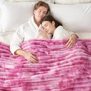 Cozy Bliss Faux Fur Throw Blanket for Couch, Cozy Warm Plush Striped Blanket for Sofa Bedroom Living Room,50 * 60 Inches Tie-dye Pink by CozyNest Decor
