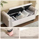Furniliving 55” End of Bed Bench, Bedroom Bench with Button-Tufted, Large Upholstered Storage Ottoman Entryway Bench with Storage Shoe Cabinet Bench, for Bedroom, Linen, Camel by CozyNest Decor